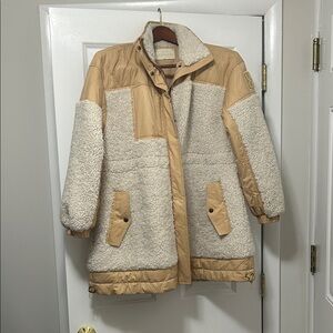 Ulla Johnson Tan and Cream Teddy Jacket